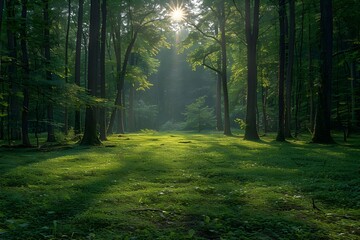 Fototapeta na wymiar Dense forest landscape with large trees