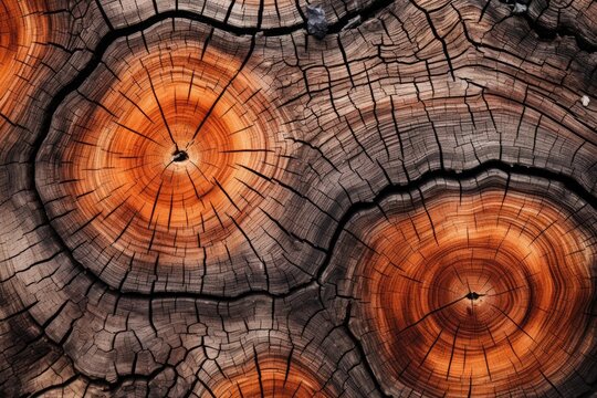 Macro photography of beautiful wooden log texture and structure with surfaces, cracks, and corners
