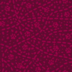 Cartoon animals footprints seamless cat and dogs pattern for wrapping paper and fabrics and linens and summer