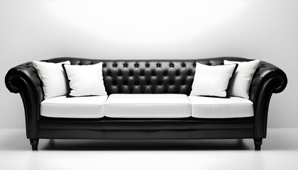 Black and white sofa isolated on white