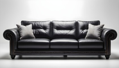 Black sofa isolated on white