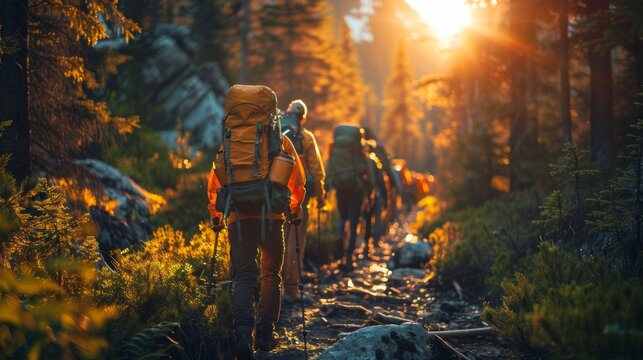 Team building outdoor activities. Hiking. Trekking. Wander. Forest. Nature.