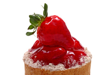 strawberry tartlet on cutout background