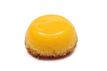 quindim, portuguese egg sweet, on cutout background