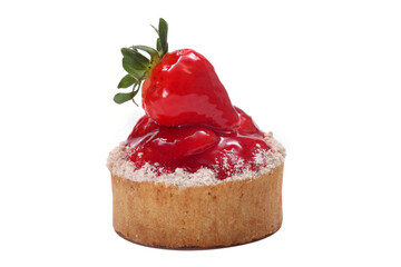 strawberry tartlet on cutout background