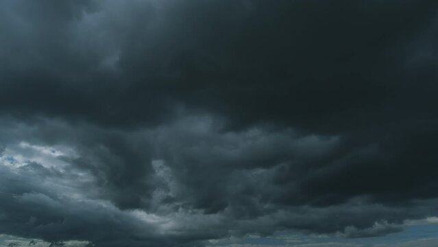 Stormy Cloudy Sky Wide Panorama. Nature Environment. Meteorology Danger Windstorm Disasters Climate.