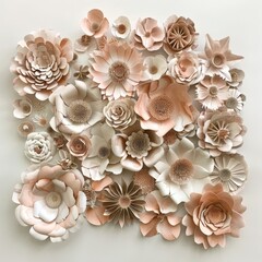 Paper Flowers Arranged on White Surface