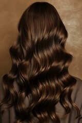 Fototapeta premium Long Brown-Haired Woman Seen From Behind