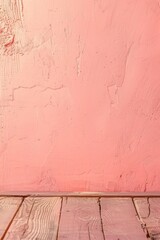 Detailed View of a Pink Wall Meeting a Textured Wooden Floor