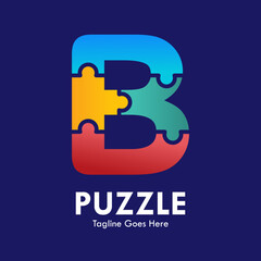 Letter b with puzzle design logo template illustration