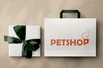 logo petshop mockup shop design