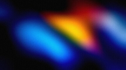 Vibrant grainy gradient abstract background blue orange glowing color shape on black background colorful poster web banner design