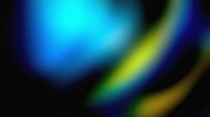 Vibrant grainy gradient abstract background blue green purple glowing color shape on black background colorful poster web banner design