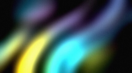 Vibrant grainy gradient abstract background blue yellow purple glowing color shape on black background colorful poster web banner design