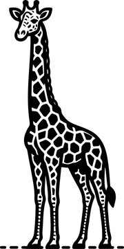 Giraffe black outline vector illustration.