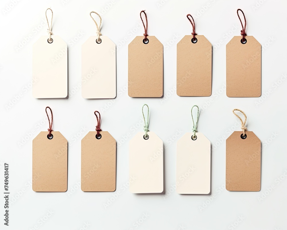 Poster blank label collection for pricing and discount on products. isolated white background with string f