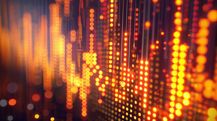 Vibrant Red LED Display Illuminated Against a Glowing Background with Festive Lights