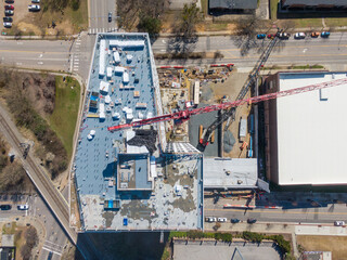 Highrise Construction in Downtown Raleigh NC - Drone