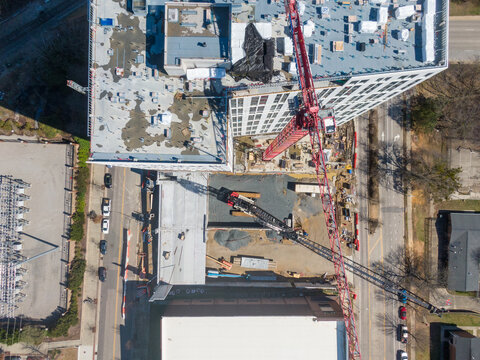 Highrise Construction in Downtown Raleigh NC - Drone