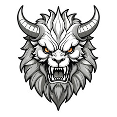 devil demon beast head design. for sticker, mask, etc. colorful concept