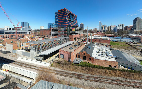 Highrise Construction in Downtown Raleigh NC - Drone