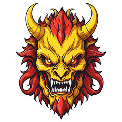 devil demon beast head design. for sticker, mask, etc. colorful concept