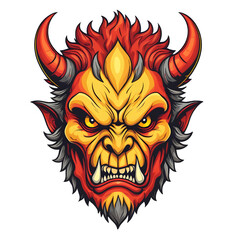devil demon beast head design. for sticker, mask, etc. colorful concept