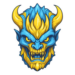 devil demon beast head design. for sticker, mask, etc. colorful concept