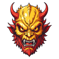 devil demon beast head design. for sticker, mask, etc. colorful concept