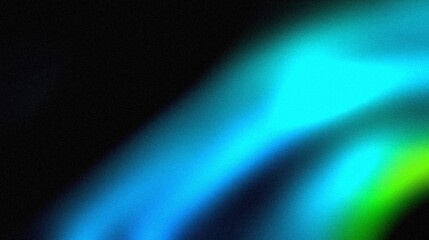 Vibrant grainy gradient abstract background blue green glowing color shape on black background colorful poster web banner design
