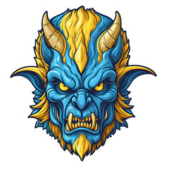 devil demon beast head design. for sticker, mask, etc. colorful concept