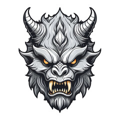 devil demon beast head design. for sticker, mask, etc. colorful concept