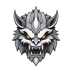 devil demon beast head design. for sticker, mask, etc. colorful concept