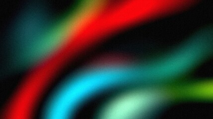 Vibrant grainy gradient abstract background blue green red glowing color shape on black background colorful poster web banner design