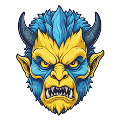 devil demon beast head design. for sticker, mask, etc. colorful concept