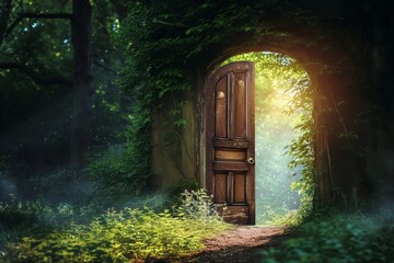 An open door leads the pathway to a new world.