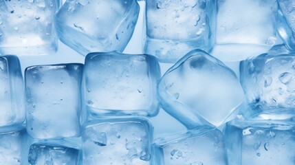 Close-up of blue ice cubes texture