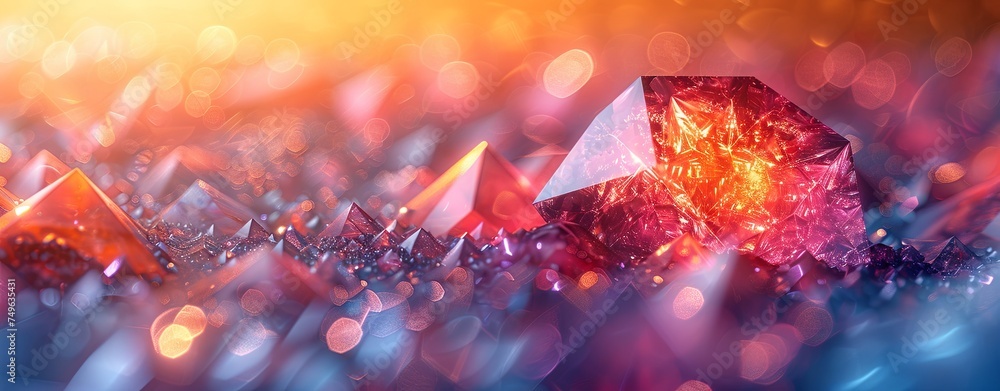 Poster colorful geometric geometric shapes abstract background and triangles, in the style of molecular str
