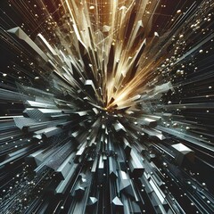 Abstract geometric background. Explosion power design with crushing surface. - obrazy, fototapety, plakaty