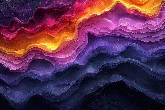 colorful glowy texture 3d art, in the style of art nouveau organic flowing lines, iridescent, flowing fabrics, dark, foreboding colors, abstraction. Generative AI