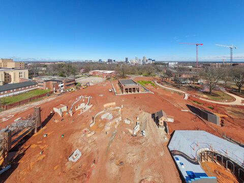 Gipson Play Plaza Under Construction, Dorothea Dix Park, Raleigh NC - Drone 