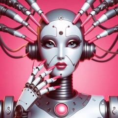 Glamorous cyborg woman