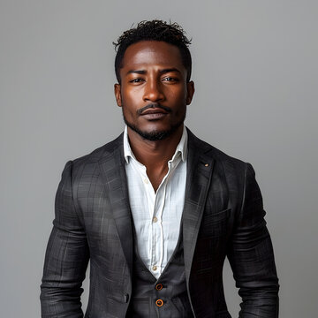 Stylish Young Black Man in Suit and Jacket