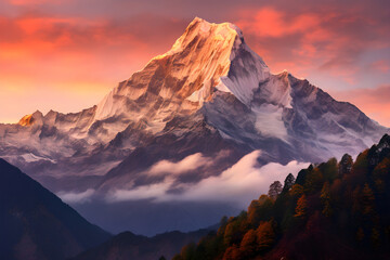 Fototapeta na wymiar BB Mountain: Majestic Landscape Painted by the First Light of Dawn