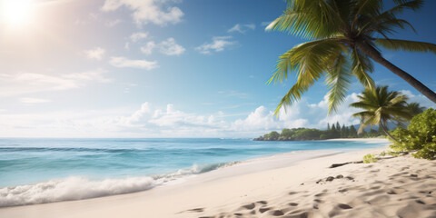 Fototapeta na wymiar White sandy beaches with turquoise crashing waves