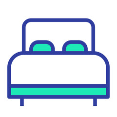 This is the Double Bed icon from the Hotel icon collection with an Color Lineal style