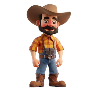 farmer -  vector cartoon illustration isolated on white background 3d render Generative AI