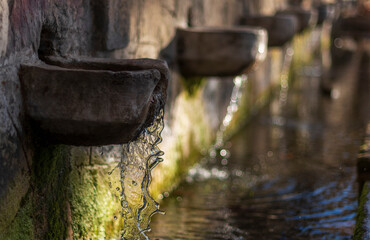water flowing from a fountain