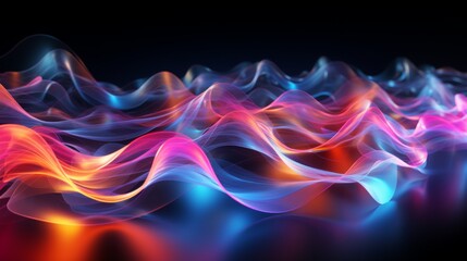 Vibrant Waves of Color in Abstract Flowing Motion Against a Dark Background