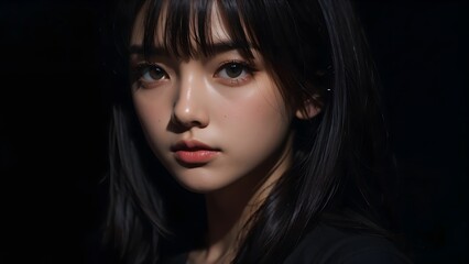 Fototapeta premium 暗闇で見つめる女性